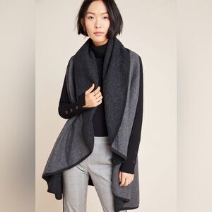 Anthropologie Lydia Wrap Reversible Vest in gray and black One Size